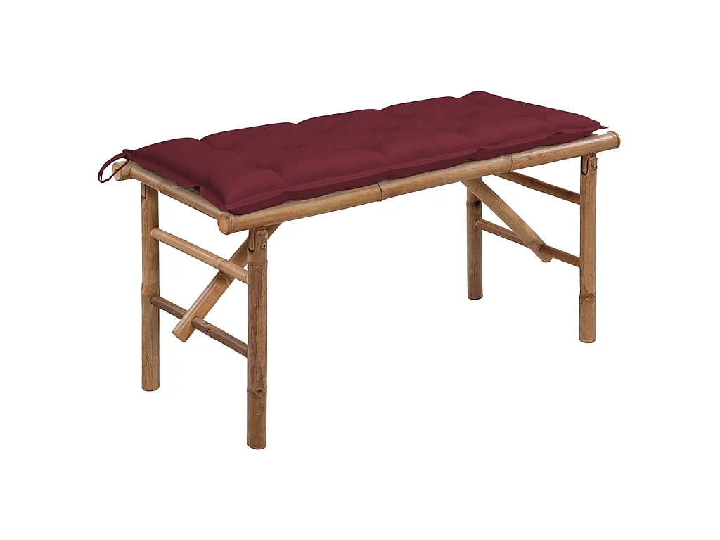 Panca da Giardino Pieghevole con Cuscino 118 cm in Bambù