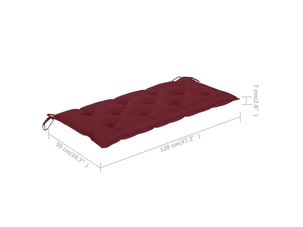 Banco de jardín plegable con cojín bambú 118 cm