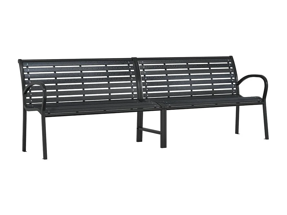 Banc double de jardin noir 231 cm acier et WPC