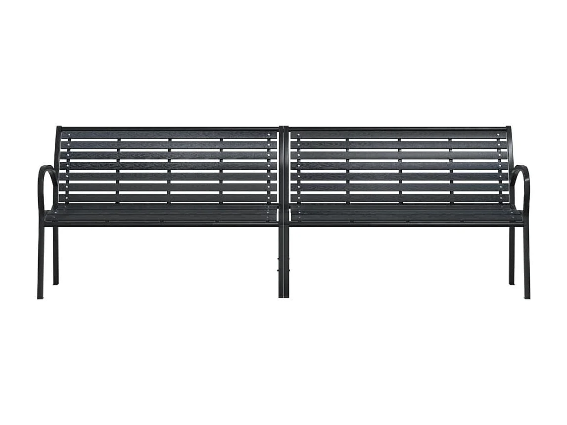 Banc double de jardin noir 231 cm acier et WPC