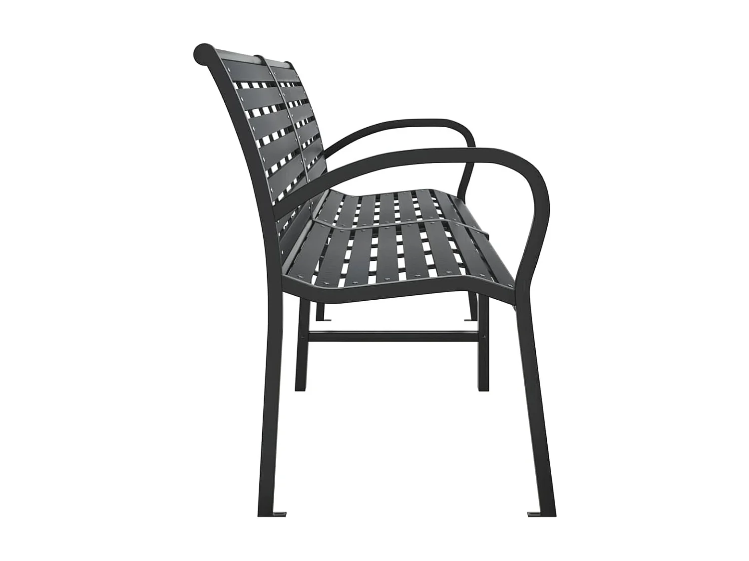 Banc double de jardin noir 231 cm acier et WPC