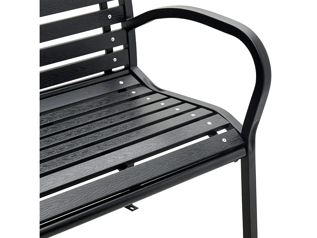Banc double de jardin noir 231 cm acier et WPC
