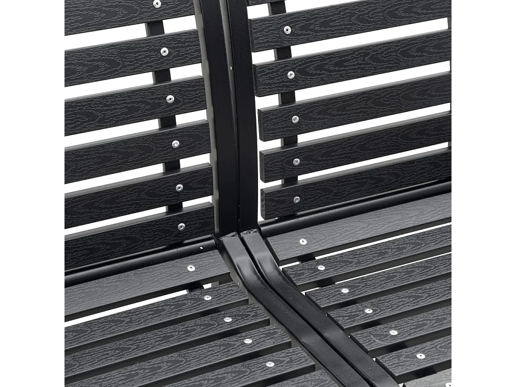 Banc double de jardin noir 231 cm acier et WPC