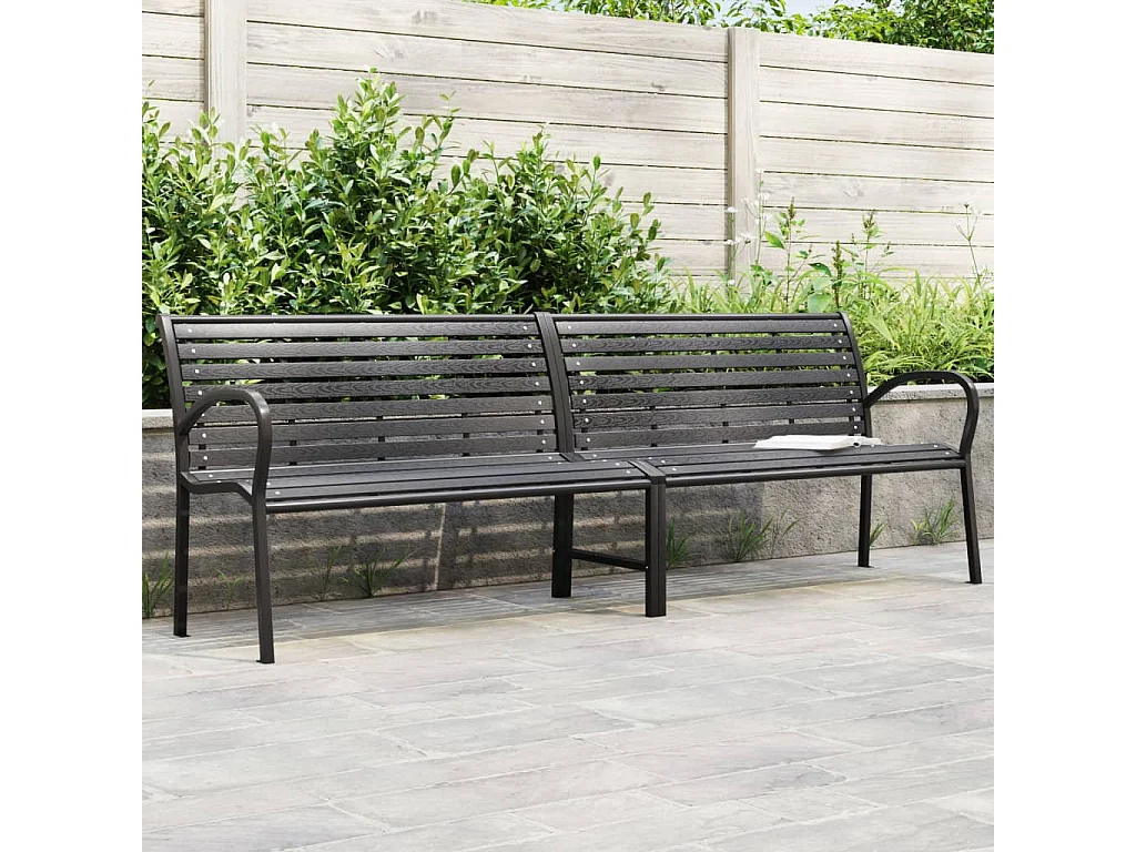 Panca da Giardino Doppia 231 cm in Acciaio e WPC
