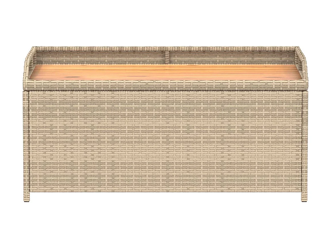 Opbergbankje 100x50x52 cm poly rattan acaciahout gemengd beige