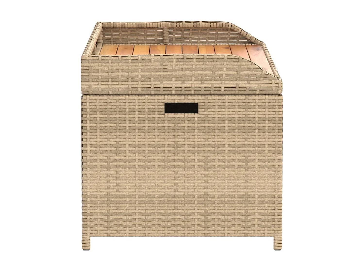 Bank mit Stauraum Beige 100x50x52 cm Poly Rattan Akazienholz