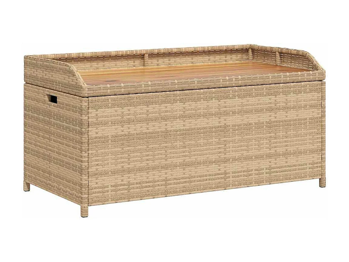 Bank mit Stauraum Beige 100x50x52 cm Poly Rattan Akazienholz