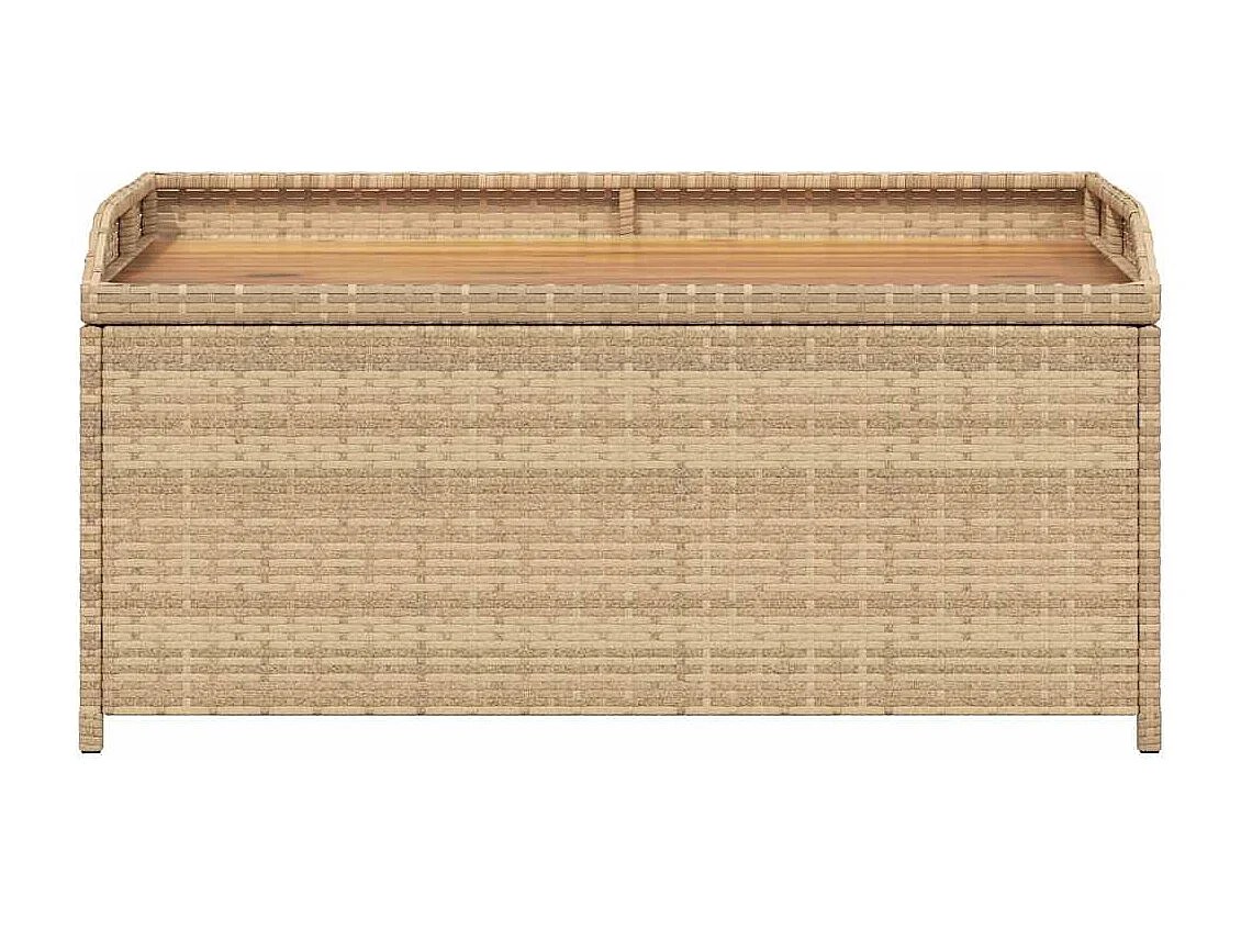 Bank mit Stauraum Beige 100x50x52 cm Poly Rattan Akazienholz