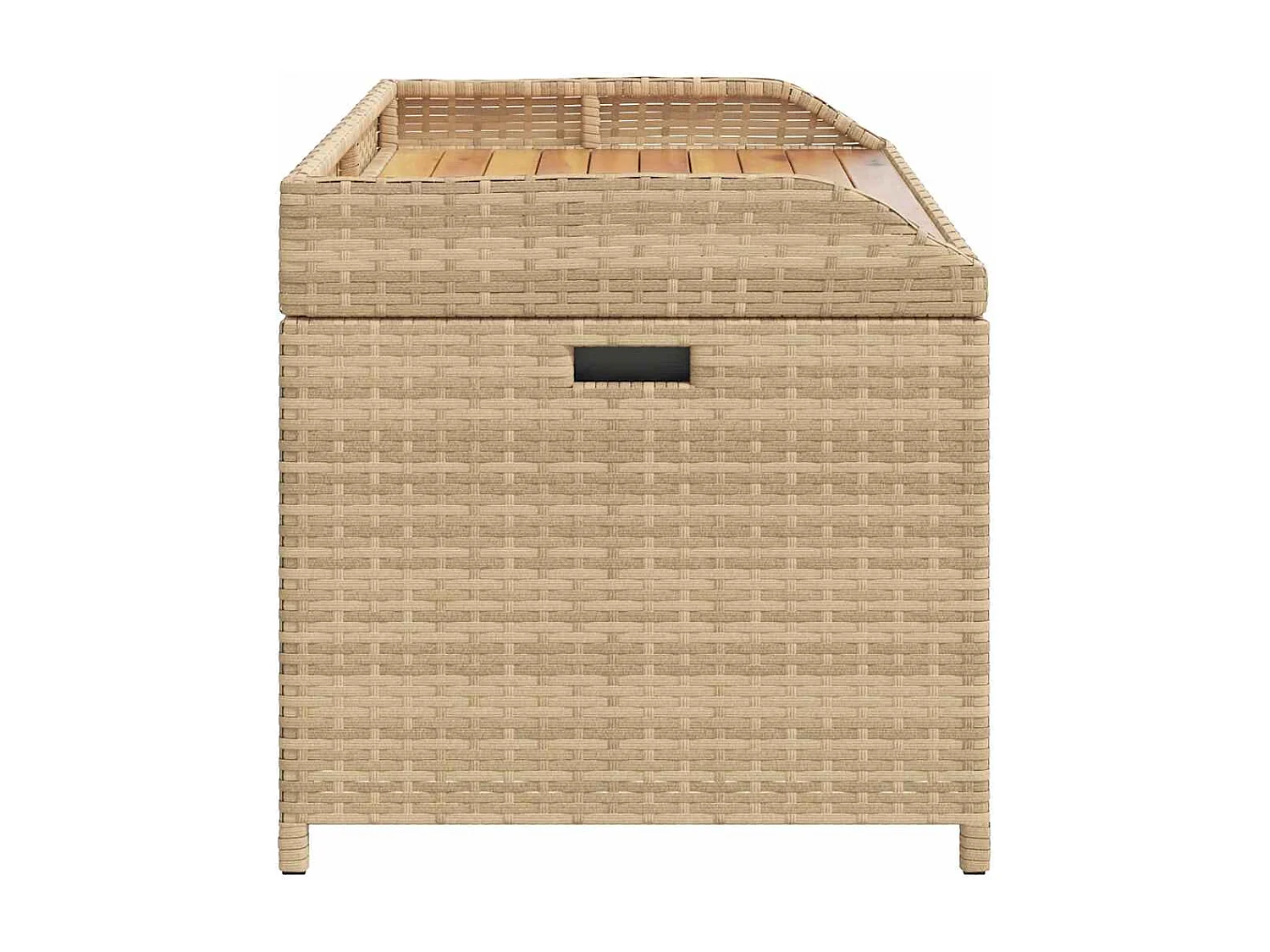 Bank mit Stauraum Beige 100x50x52 cm Poly Rattan Akazienholz