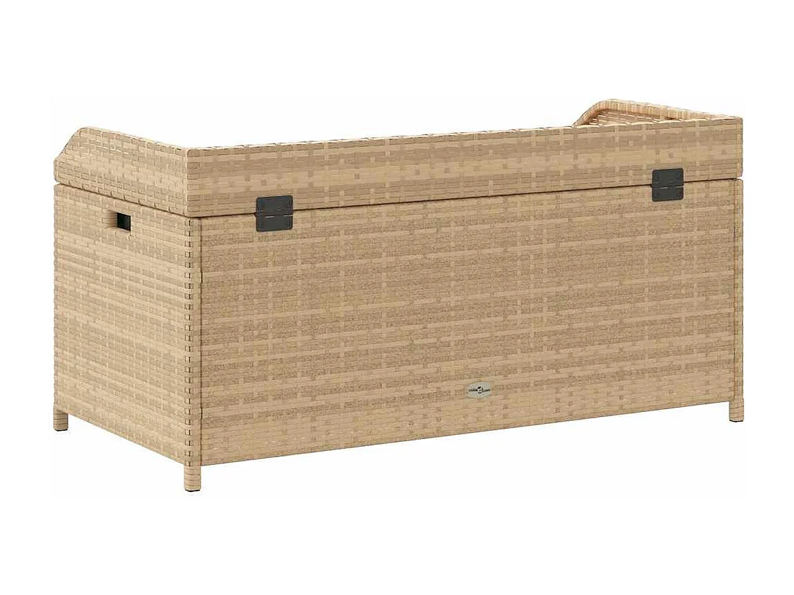 Bank mit Stauraum Beige 100x50x52 cm Poly Rattan Akazienholz