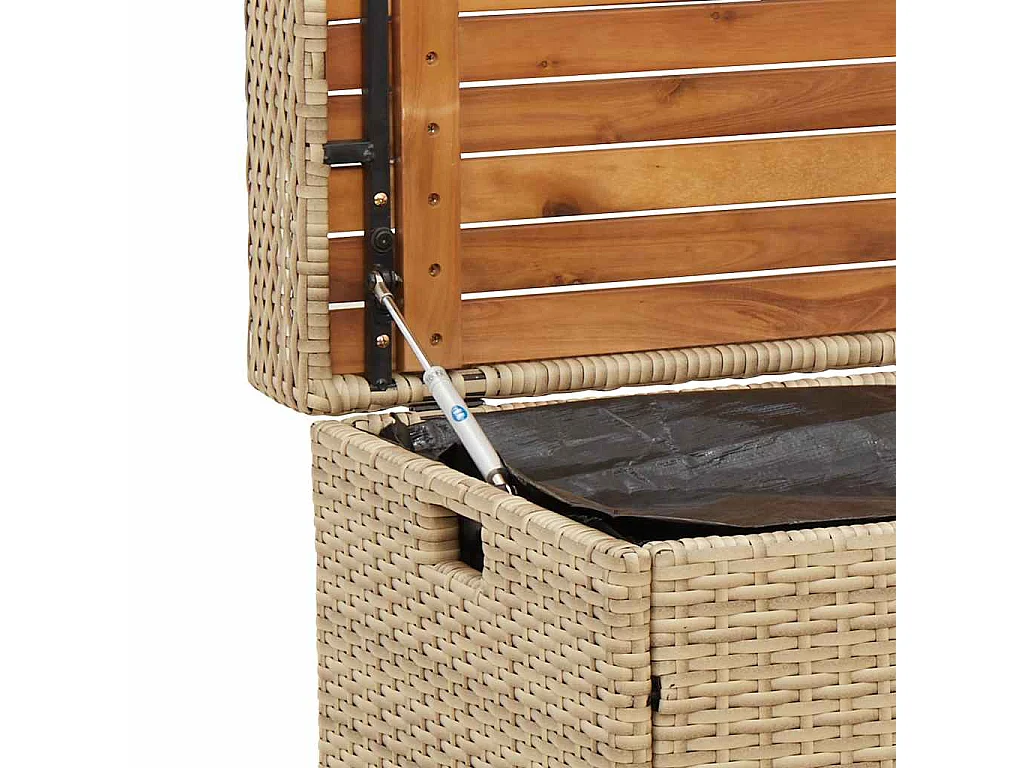 Bank mit Stauraum Beige 100x50x52 cm Poly Rattan Akazienholz