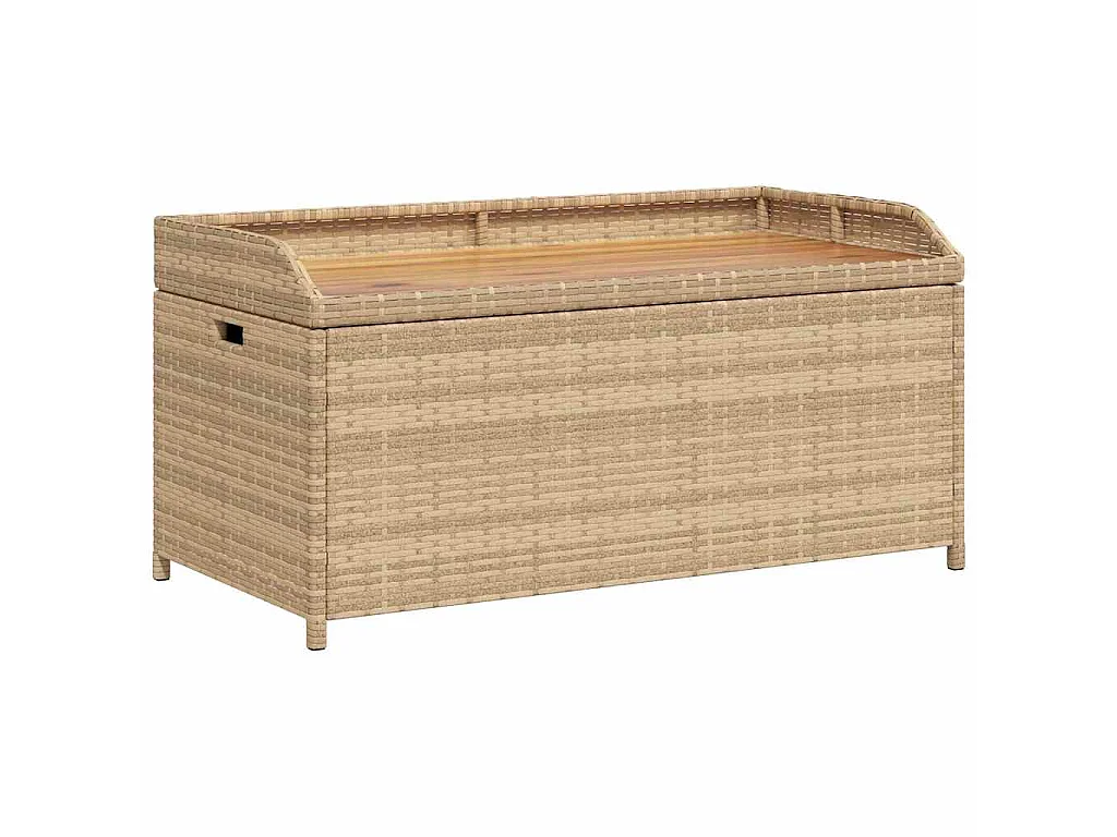 Banco de arrumação 100x50x52 cm vime PE/acácia mistura de beges