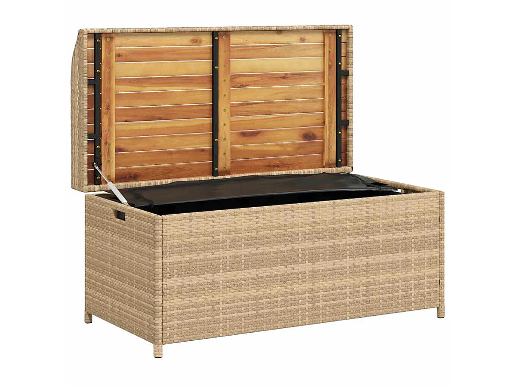 Banco de arrumação 100x50x52 cm vime PE/acácia mistura de beges