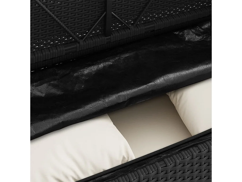 Banc de jardin avec coussins noir résine tressée