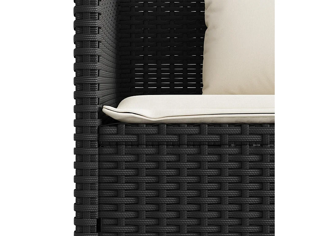 Banc de jardin avec coussins noir résine tressée