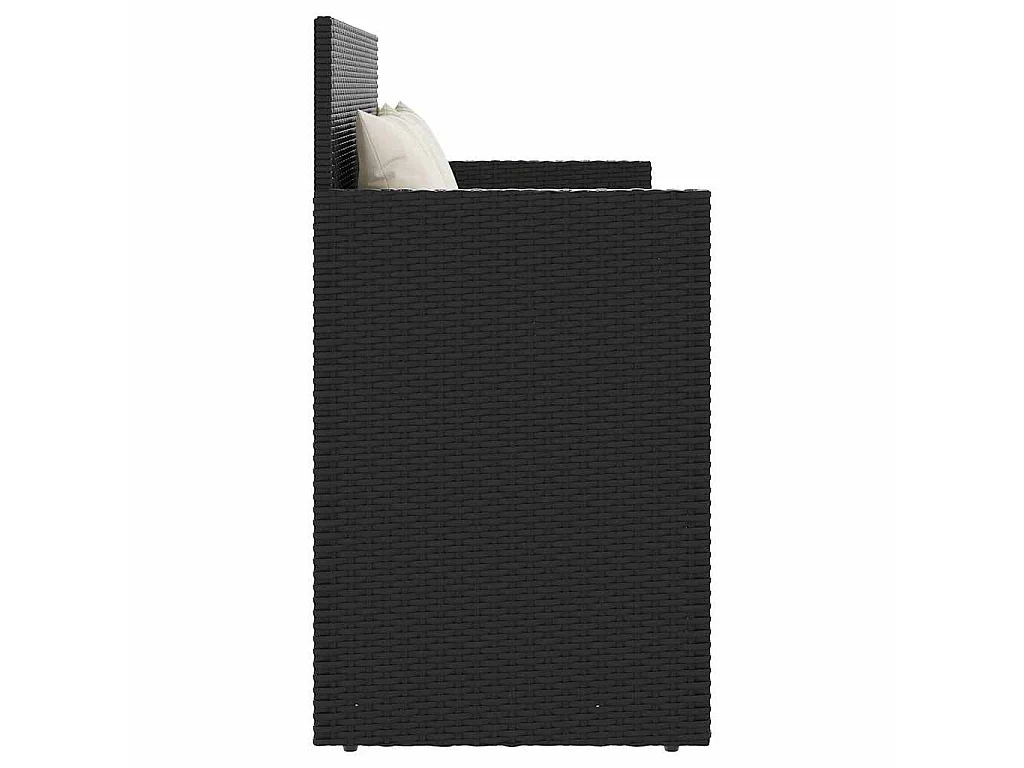 Panca da Giardino con Cuscini Nera in Polyrattan
