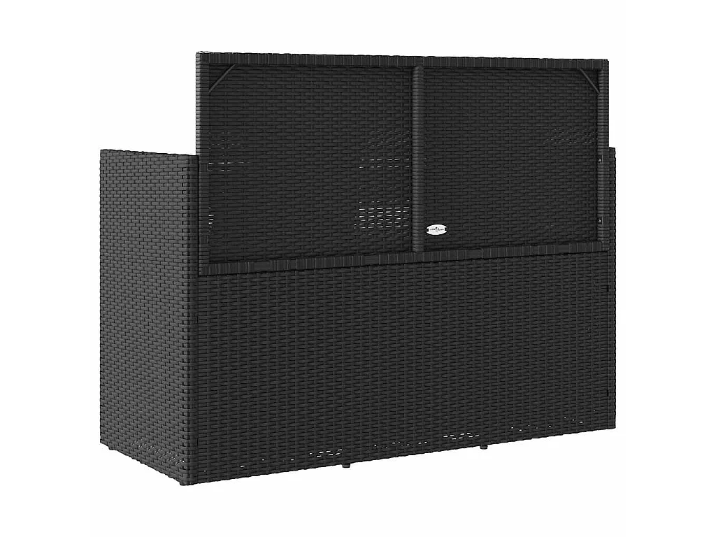 Panca da Giardino con Cuscini Nera in Polyrattan