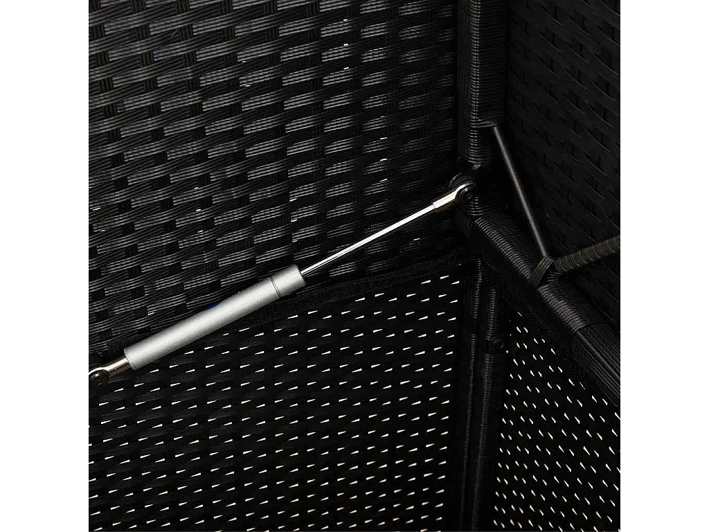 Panca da Giardino con Cuscini Nera in Polyrattan