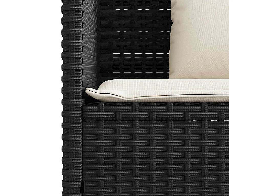 Panca da Giardino con Cuscini Nera in Polyrattan