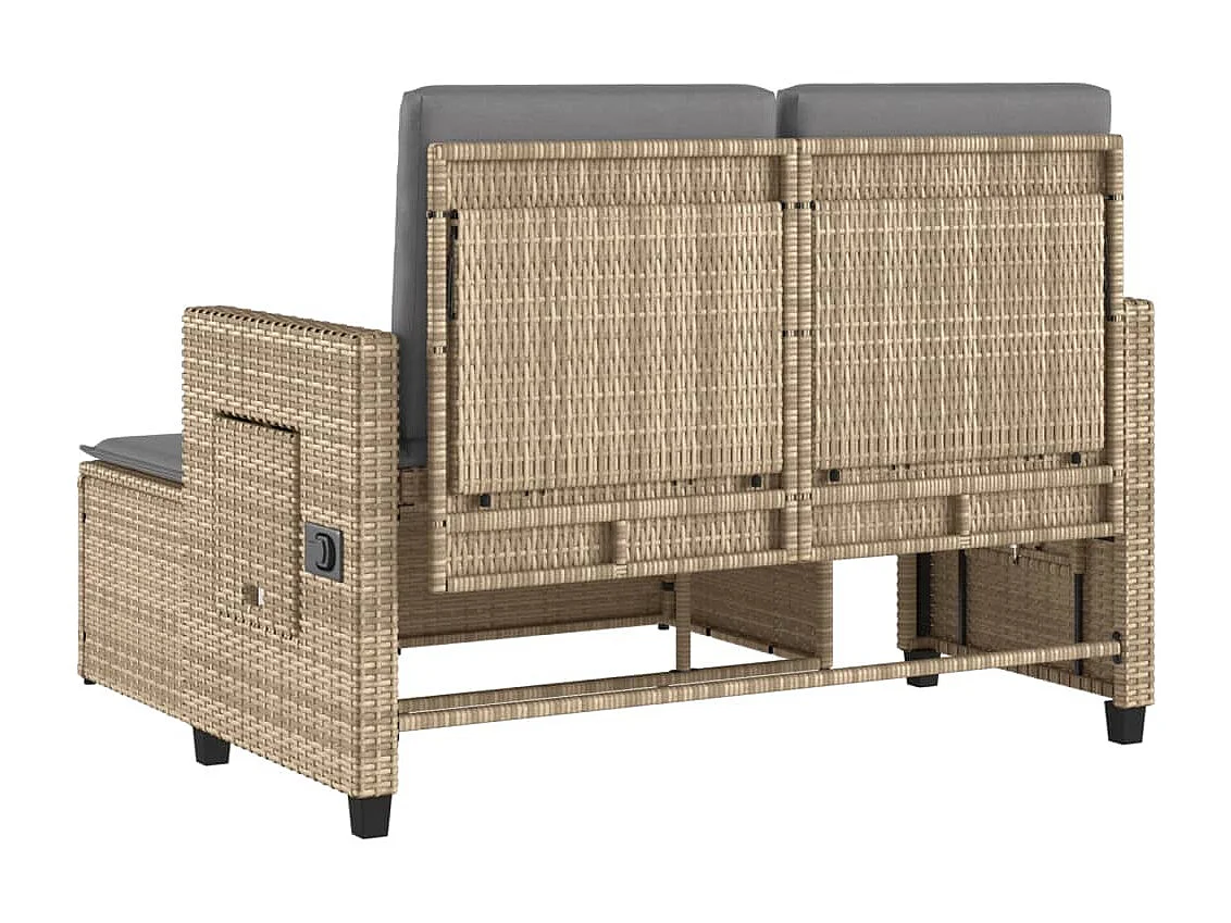 Banc inclinable de jardin avec coussins beige résine tressée