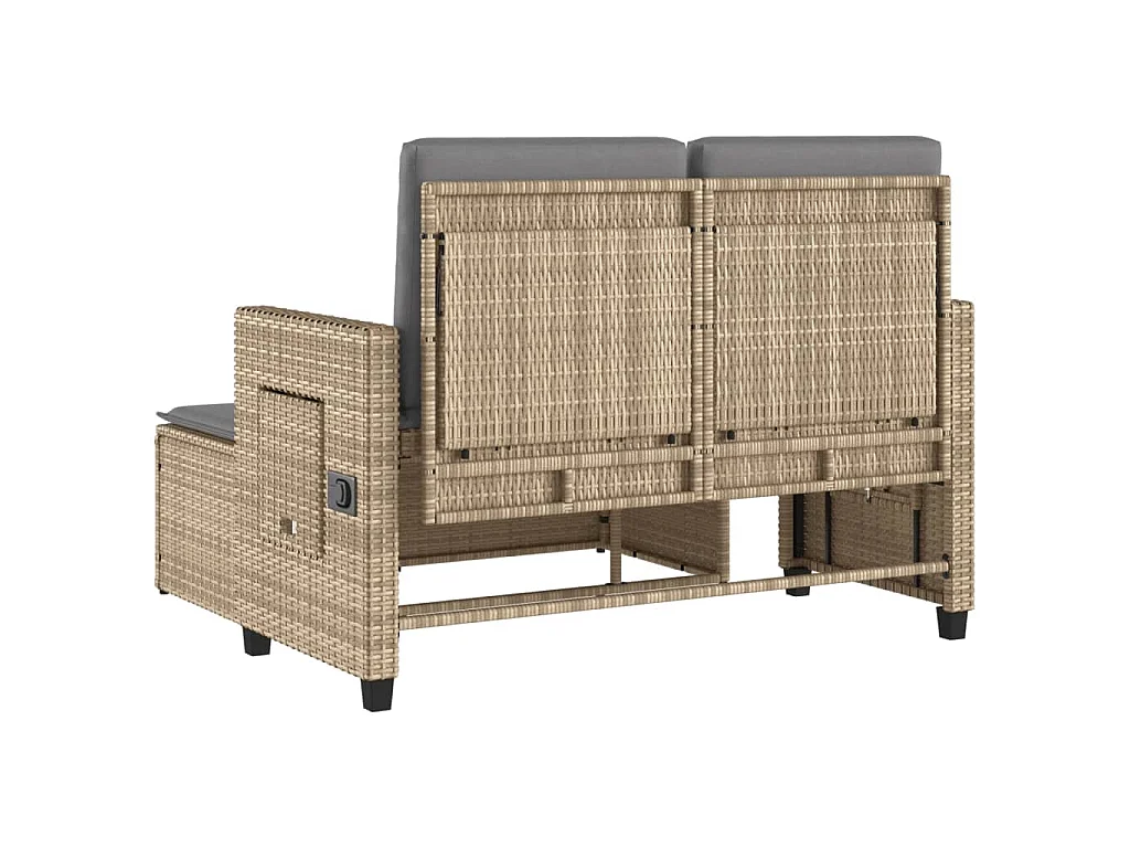 Panca Reclinabile da Giardino con Cuscini Beige in Polyrattan