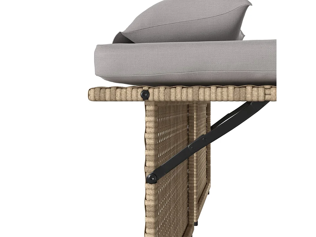 Sillón reclinable de jardín con cojines ratán sintético beige