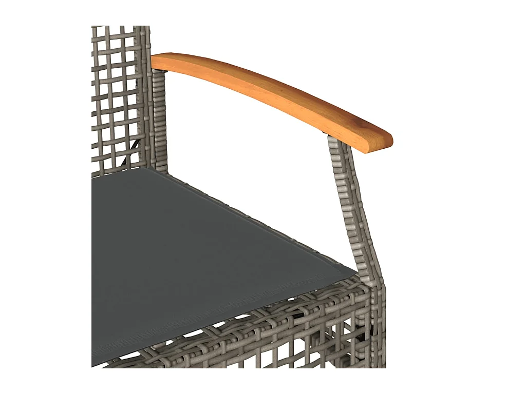 Gartenbank mit Kissen Grau Poly Rattan Akazienholz