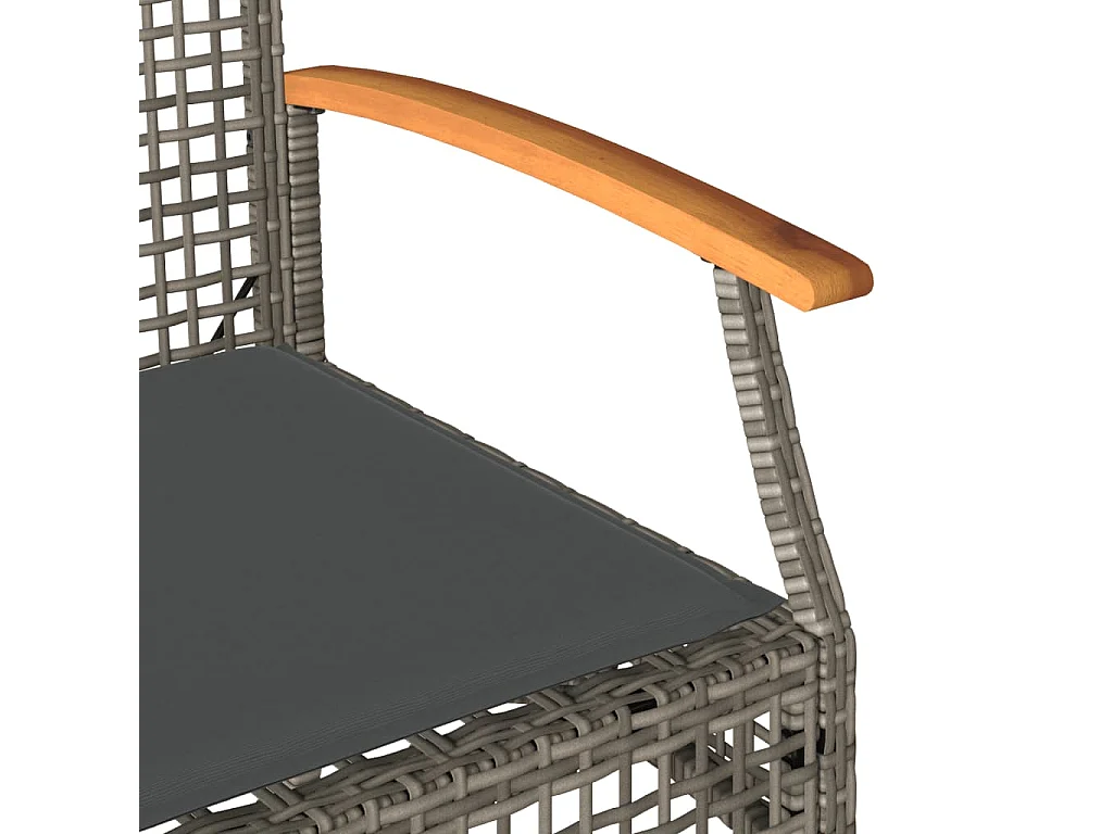 Gartenbank mit Kissen Grau Poly Rattan Akazienholz
