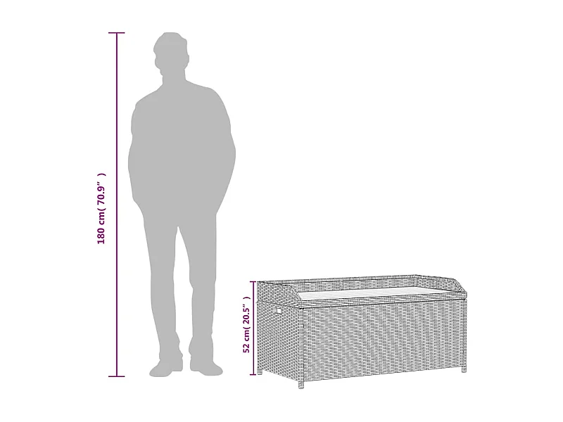 Bank mit Stauraum Schwarz 100x50x52 cm Poly Rattan Akazienholz