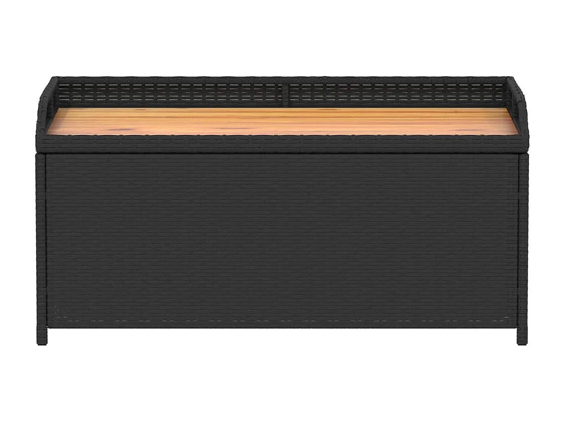 Opbergbankje 100x50x52 cm poly rattan en acaciahout zwart