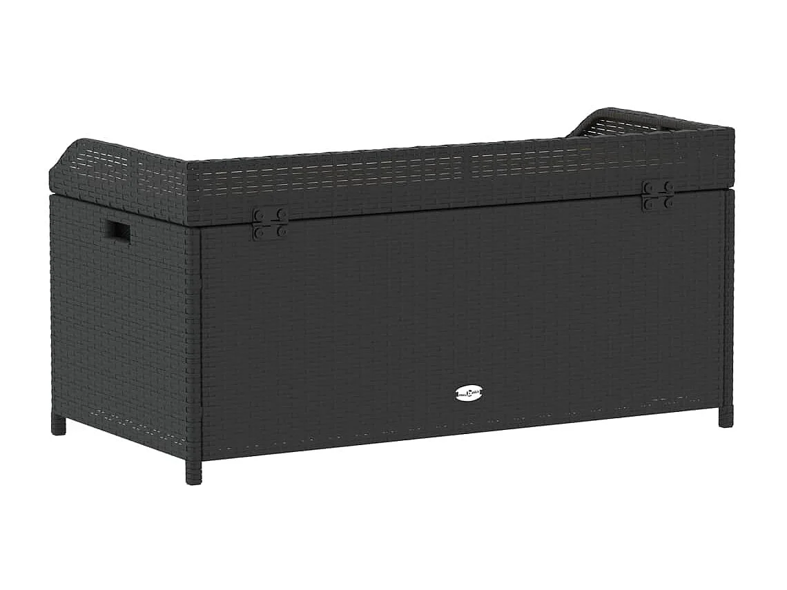 Opbergbankje 100x50x52 cm poly rattan en acaciahout zwart