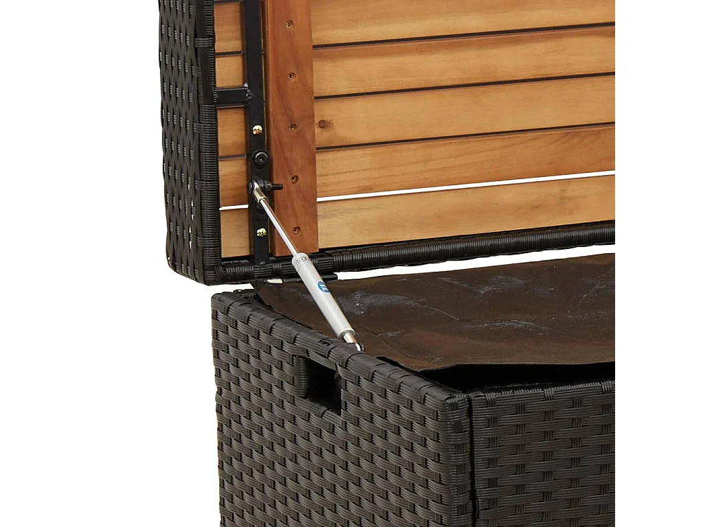 Opbergbankje 100x50x52 cm poly rattan en acaciahout zwart