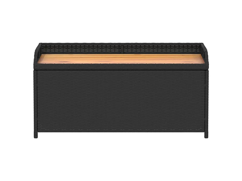Banco con almacenaje madera acacia ratán PE negro 100x50x52 cm