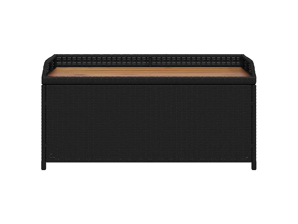 Banco con almacenaje madera acacia ratán PE negro 100x50x52 cm