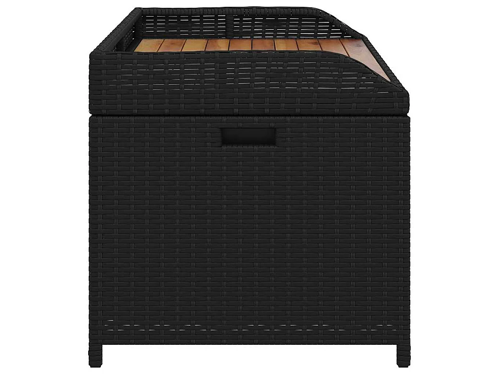 Banco con almacenaje madera acacia ratán PE negro 100x50x52 cm