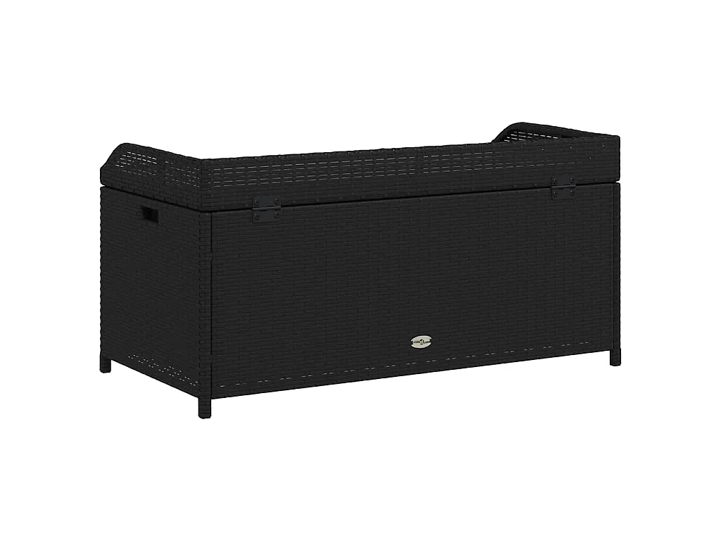 Banco con almacenaje madera acacia ratán PE negro 100x50x52 cm