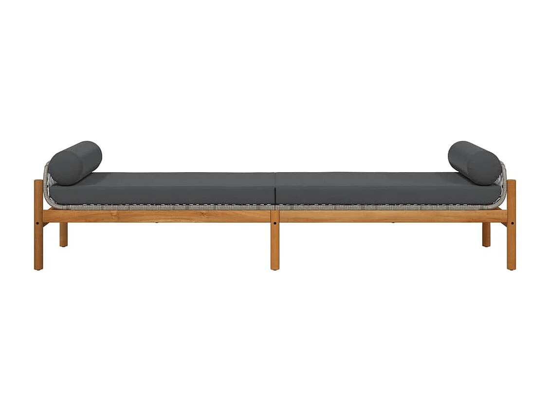 Banco de jardim com almofadão acácia e vime PE cinzento