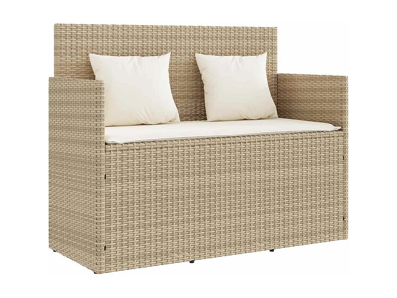 Tuinbank met kussens poly rattan beige