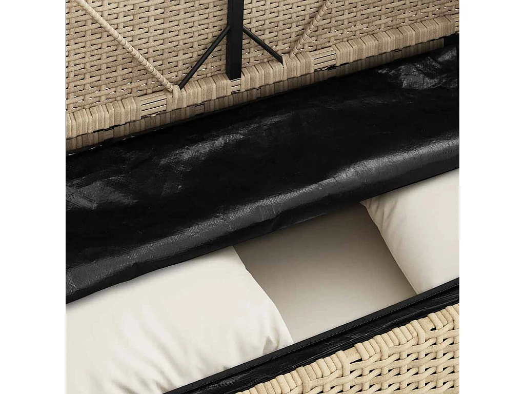Tuinbank met kussens poly rattan beige