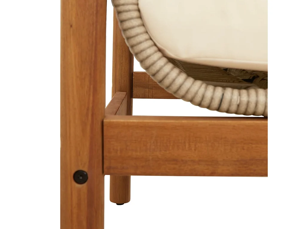 Tuinbank met kussen poly rattan acacia beige