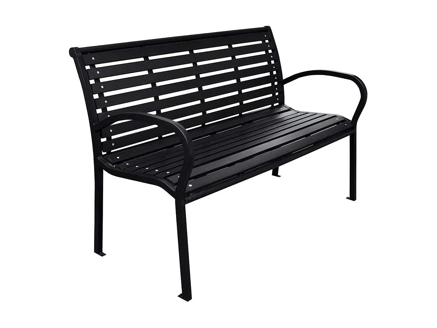Banc de jardin Noir 116 cm Acier et WPC