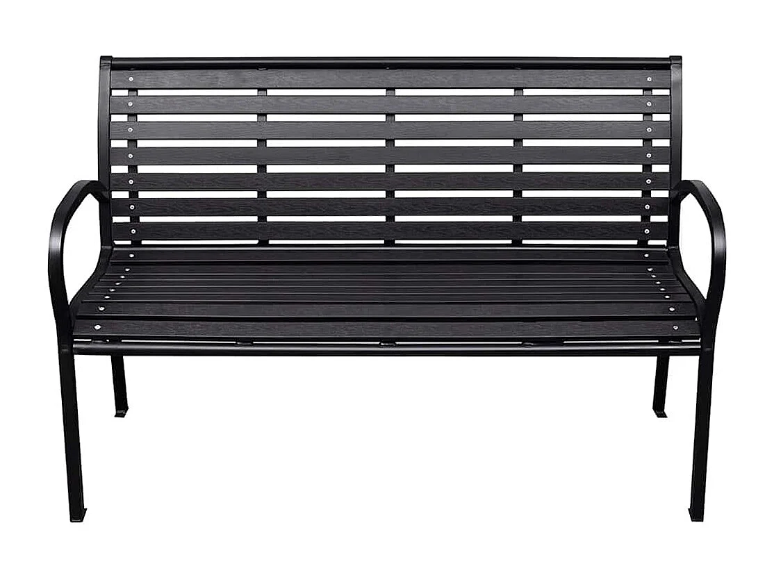 Banc de jardin Noir 116 cm Acier et WPC