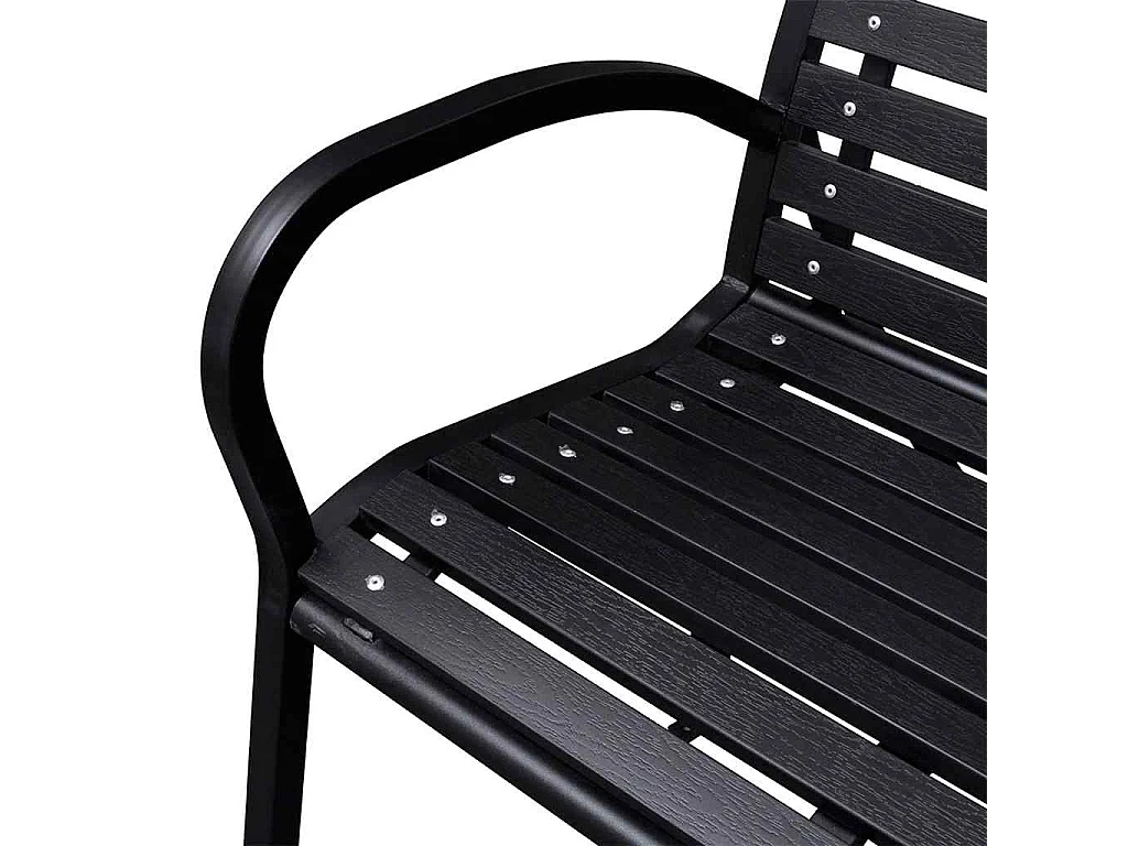 Banc de jardin Noir 116 cm Acier et WPC