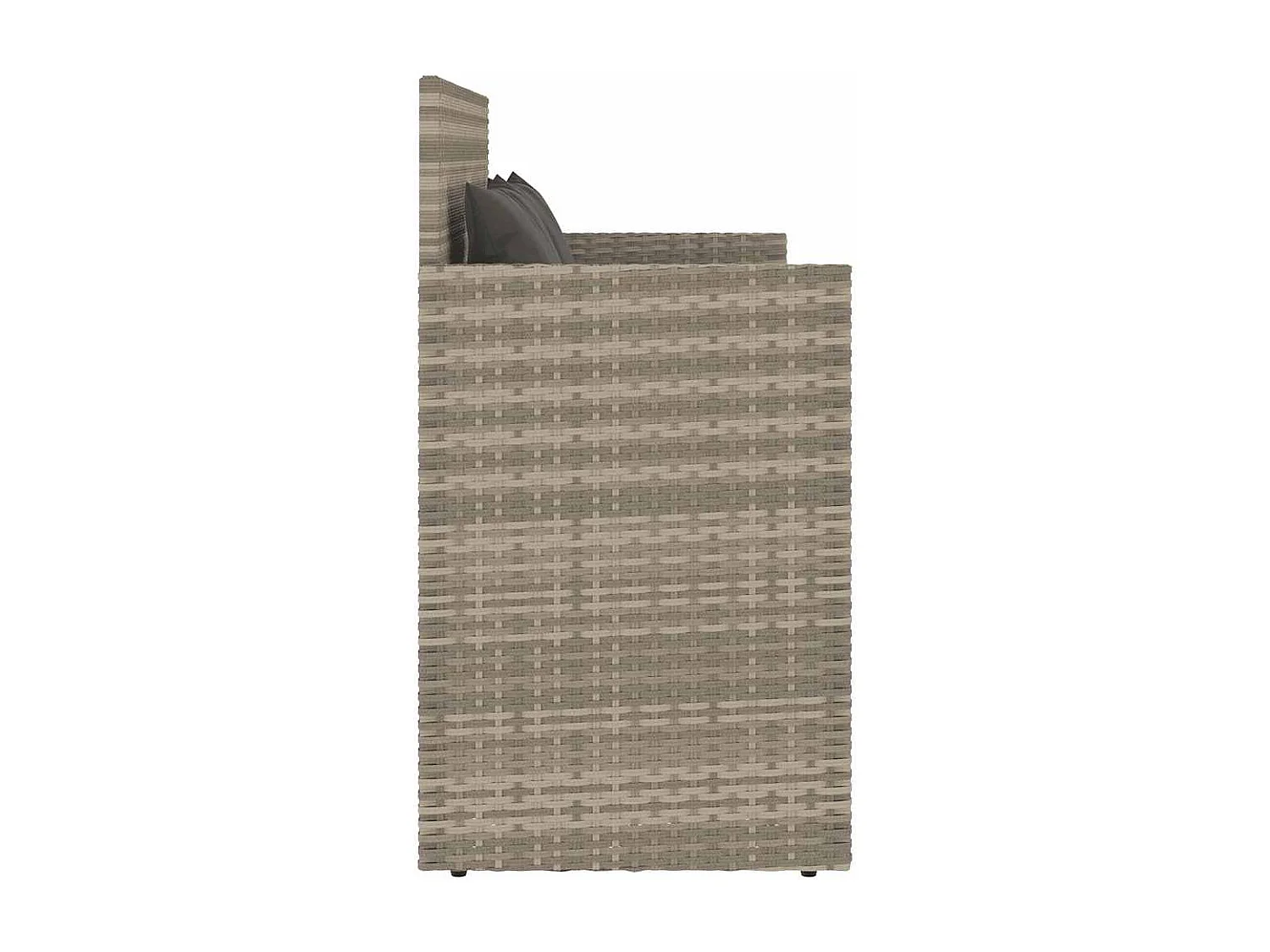 Tuinbank met kussens poly rattan lichtgrijs