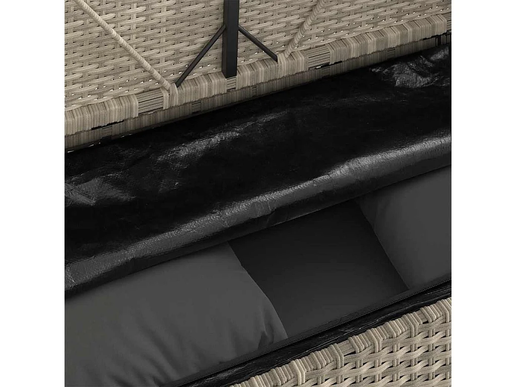 Tuinbank met kussens poly rattan lichtgrijs