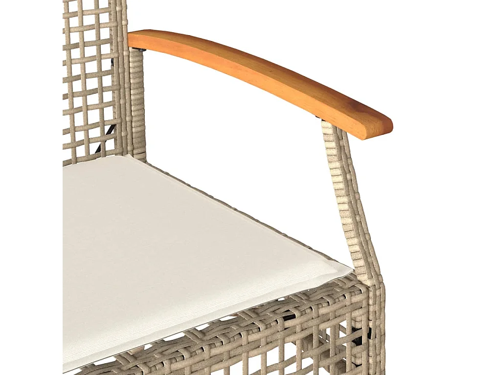 Tuinbank met kussen poly rattan en acaciahout beige