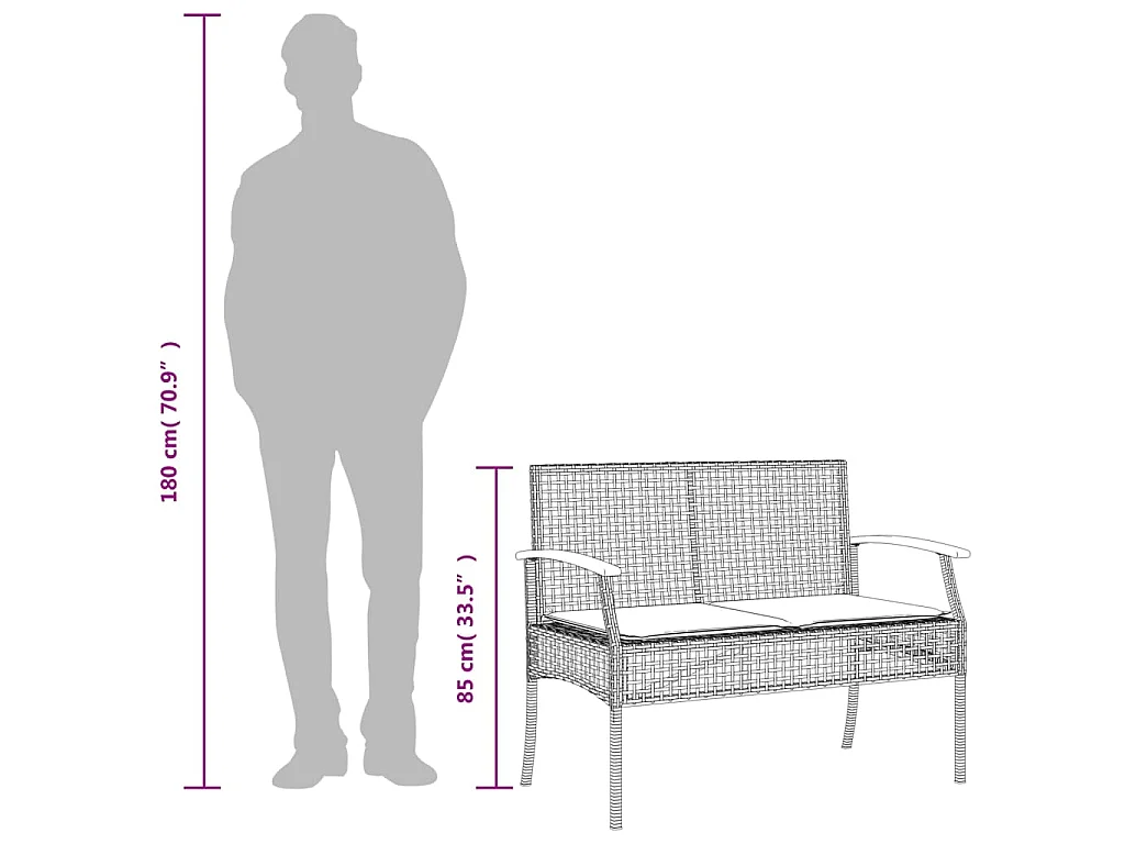 Panca da Giardino con Cuscino Beige Polyrattan e Legno Acacia