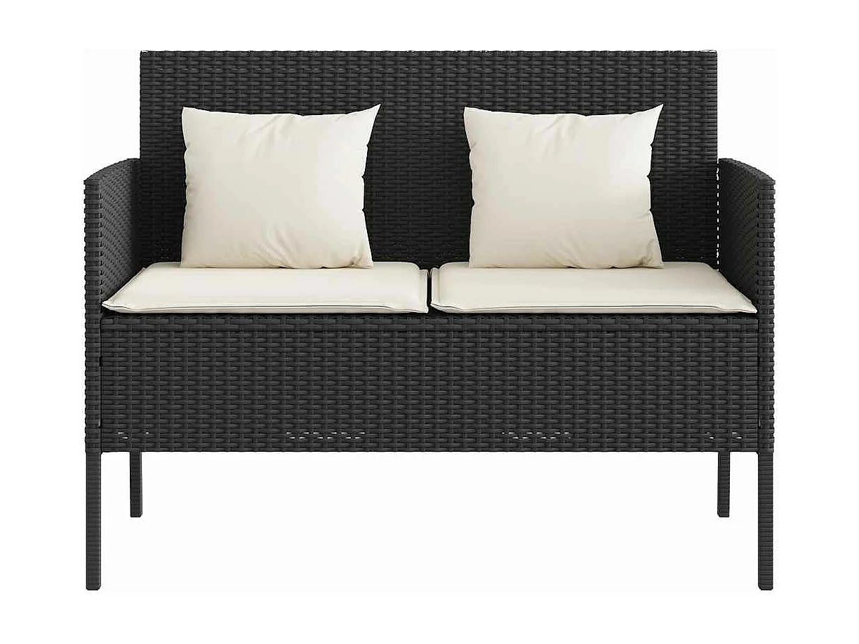 Banc de jardin avec coussins noir résine tressée