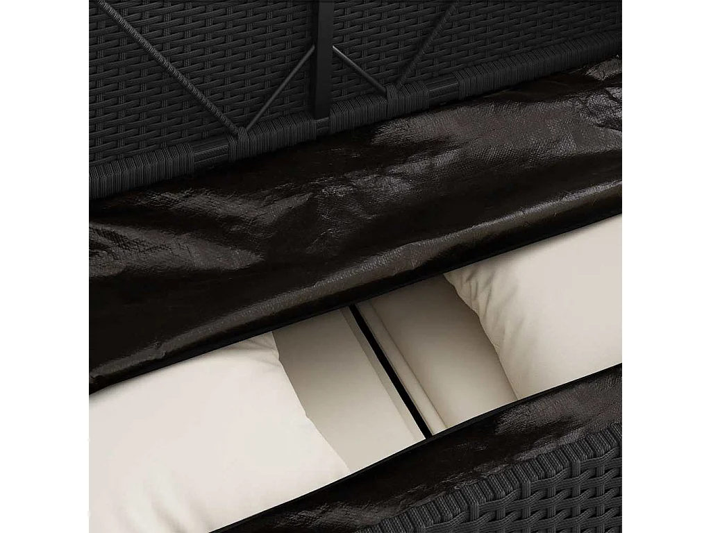 Banc de jardin avec coussins noir résine tressée