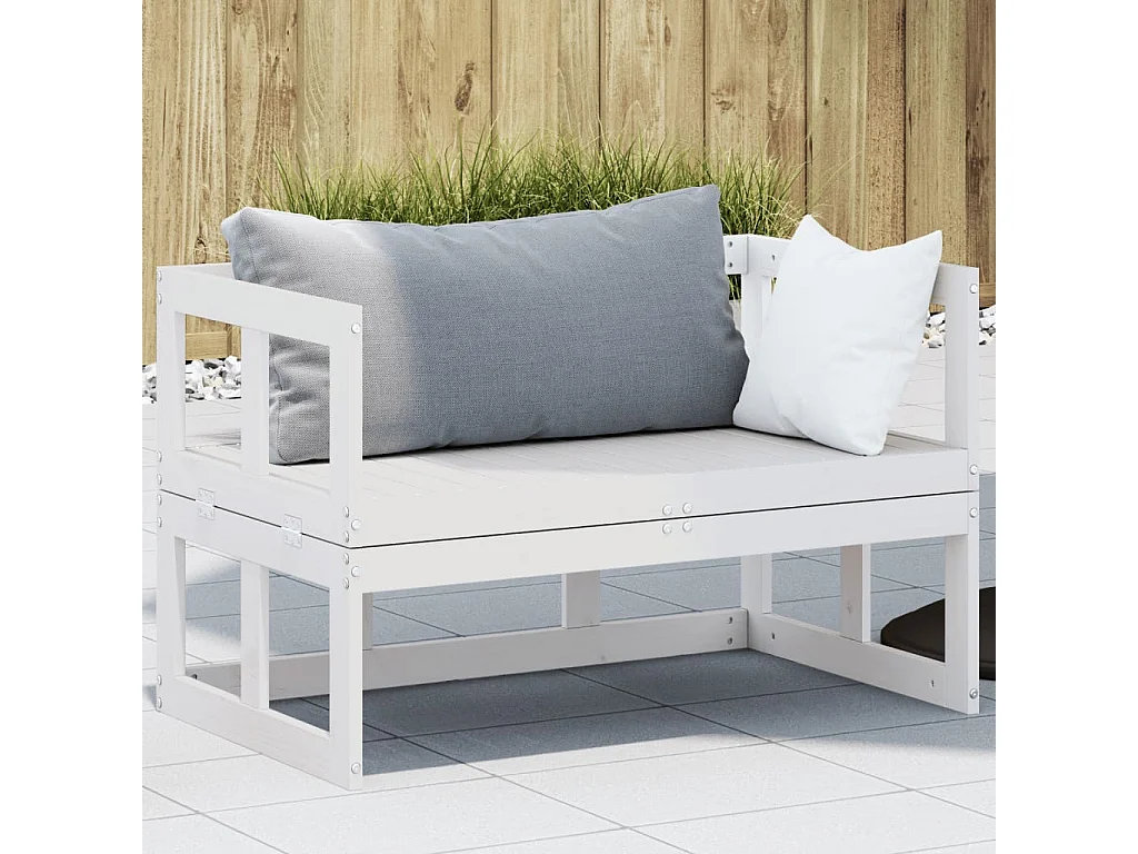 Canapé de jardin extensible blanc bois massif de pin
